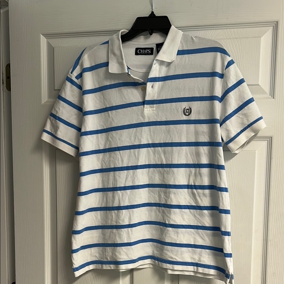 Chaps Other - Chaps White Polo with Blue Stripes